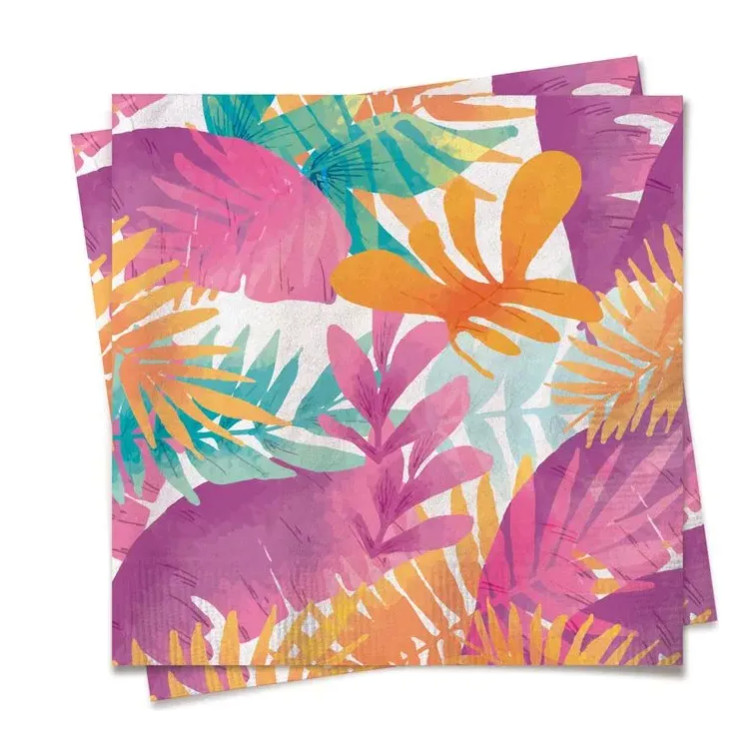 Guardanapo de Papel Folhagem Tropical Colorida 32,5 x 32,5 cm 20 Folhas Cromus – Inspire Sua Festa Loja