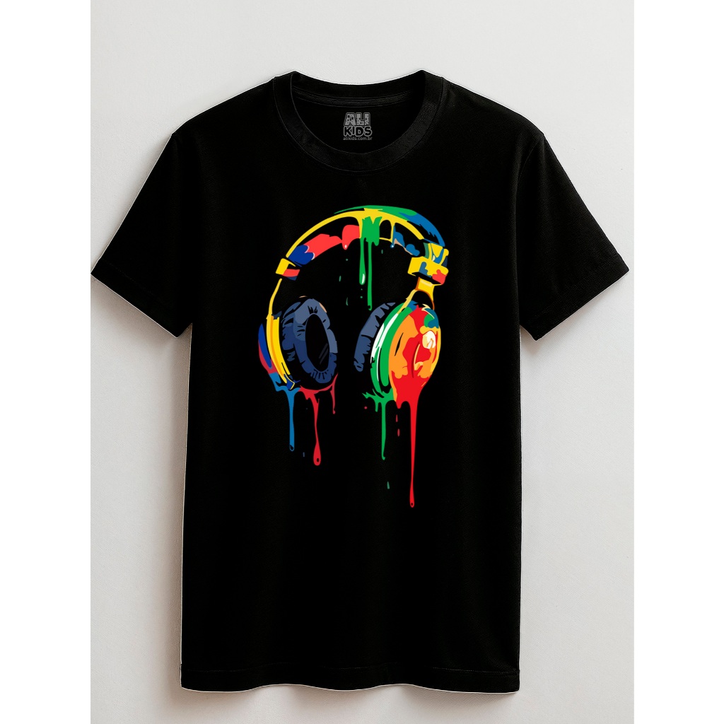 Camisa Fone Derretendo Juvenil e Infantil 2 ao 16 anos Streetwear Game 100 Algodão
