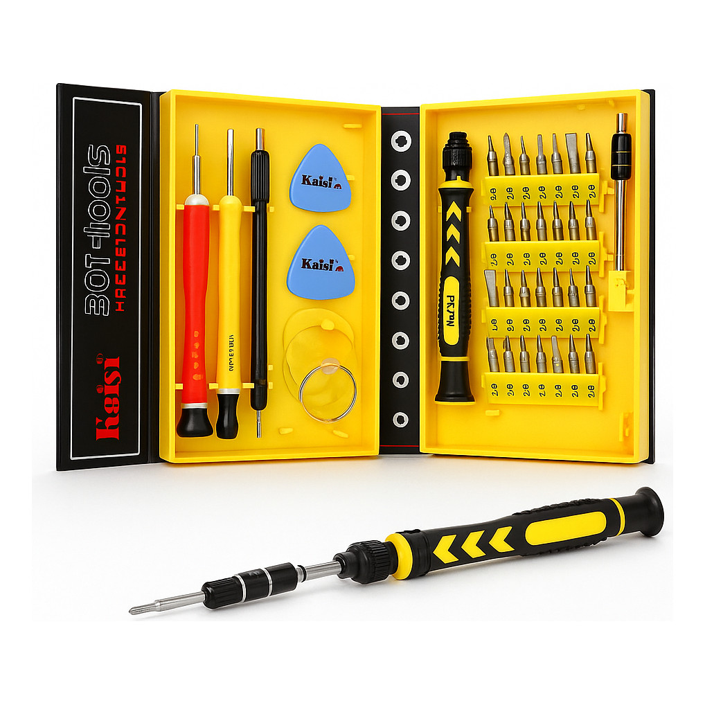 Kit Ferramentas 38 Chaves Precisão Celular Aço S2 Magnético com Estojo Abrir iPhone Notebook Tablet