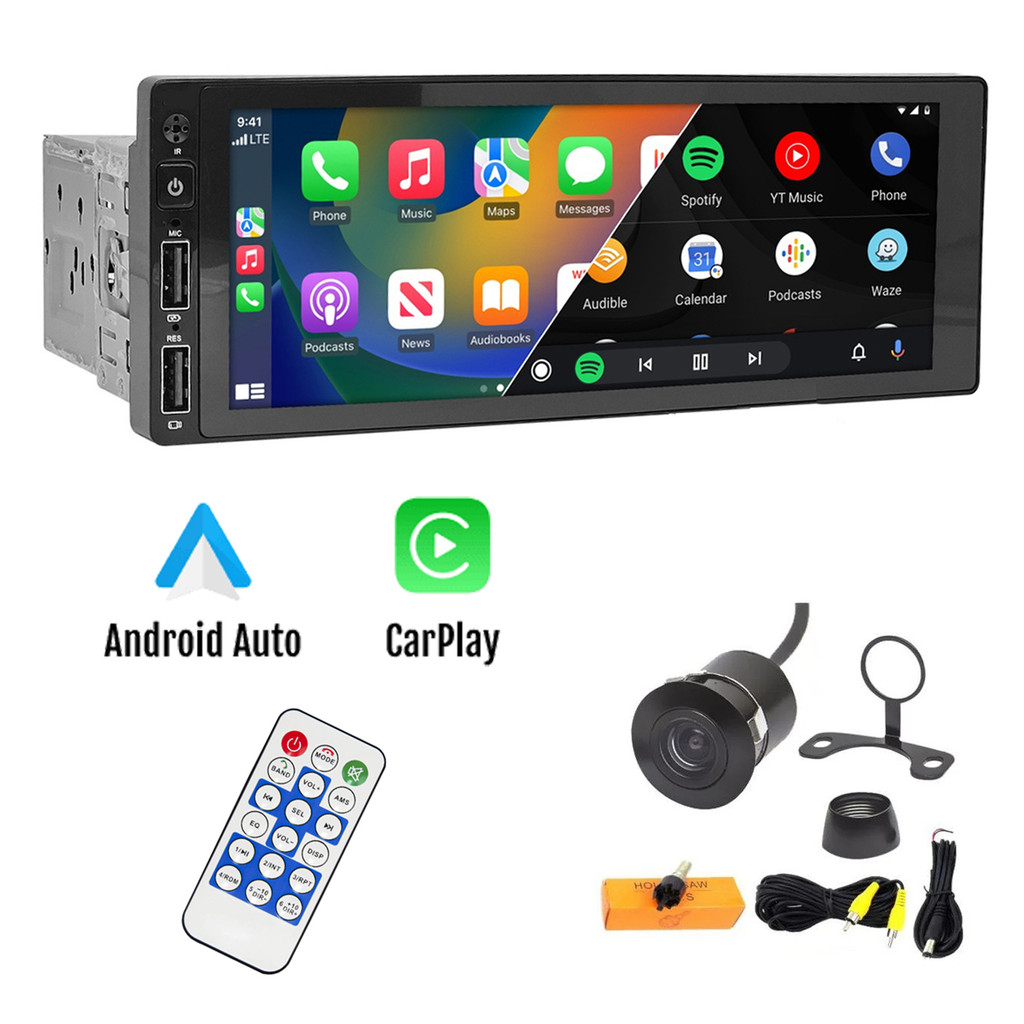 Central Multimídia 1 Din Mp5 Bluetooth com camera de ré espelhamento com e sem fio Android auto e car play