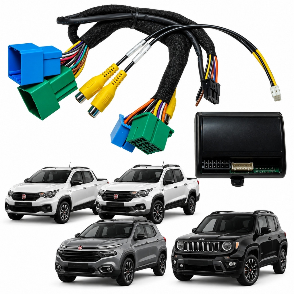 INTERFACE CÂMERA DE RÉ FRONTAL FIAT MOBI STRADA TORO JEEP RENEGADE FLEXITRON FIC FI-03