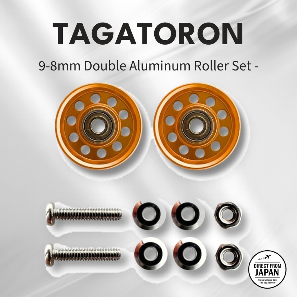 TAGATORON 9-8mm Double Aluminum Roller Set - Ultra Lightweight Stabilizer for Mini 4WD (Compatible P