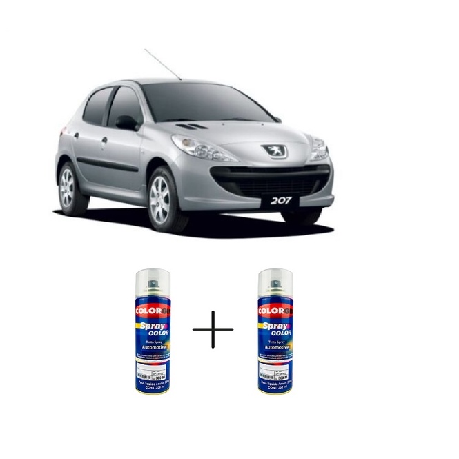 Tinta Spray Automotiva Gris Aluminum Met - EZR Peugeot 300ml + Spray Verniz 300ml
