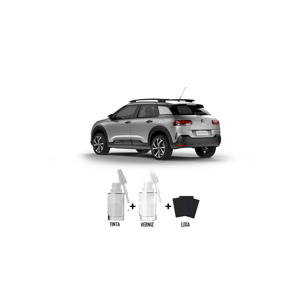 Tinta Tira Risco Automotivo Gris Aluminum Citroen  + Verniz 15ml