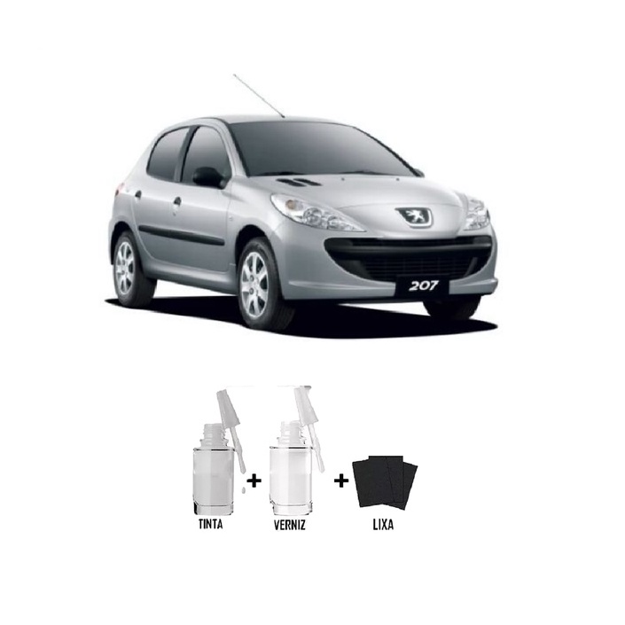 Tinta Tira Risco Automotivo Gris Aluminum Met - EZR Peugeot + Verniz 15ml