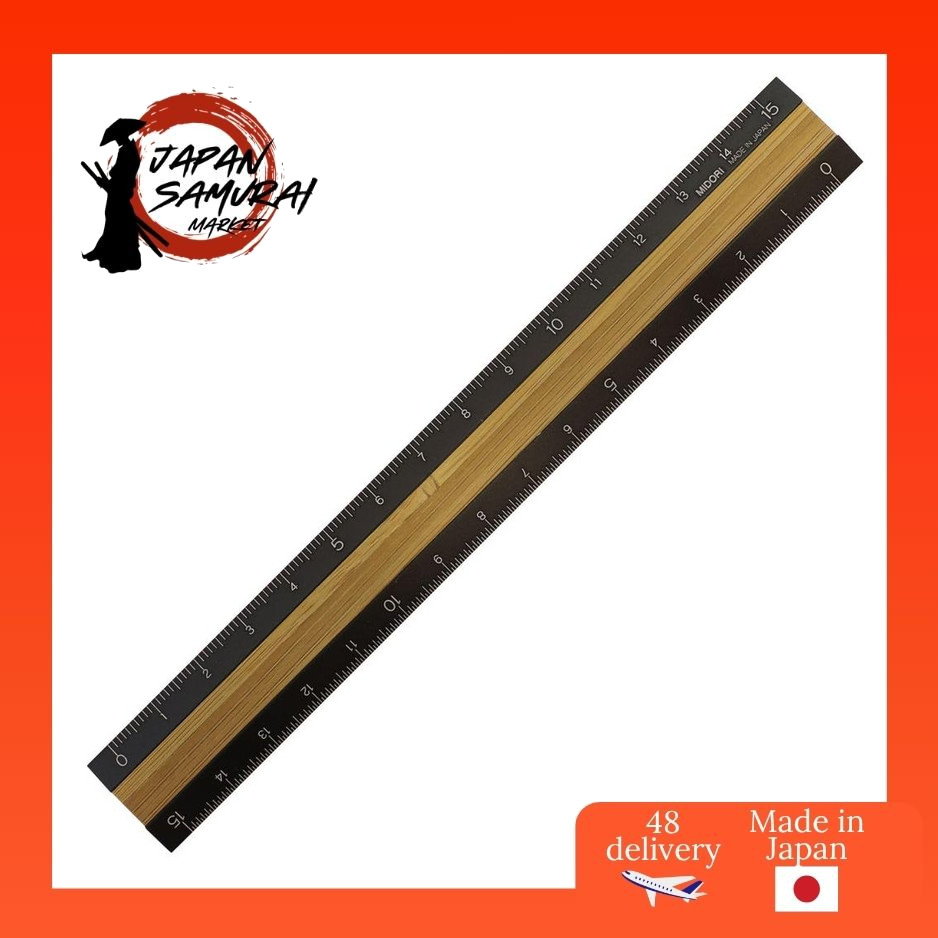 DESIGNPHIL (MIDORI) ruler aluminum & wood ruler 15 cm black 42270006 - Shipped from Japan
