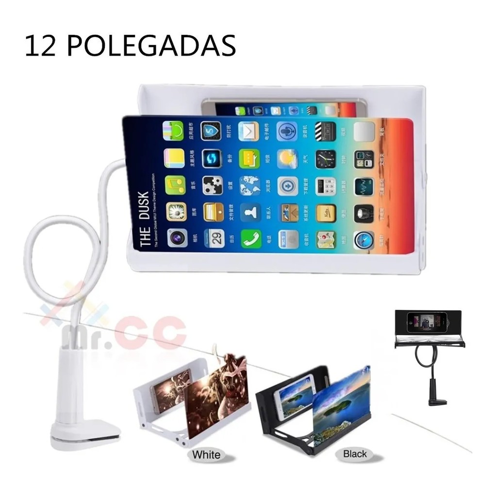Amplificador de lupa de tela de telefone de vídeo HD de 12 polegadas SUPORTE PREGADOR EM MESA