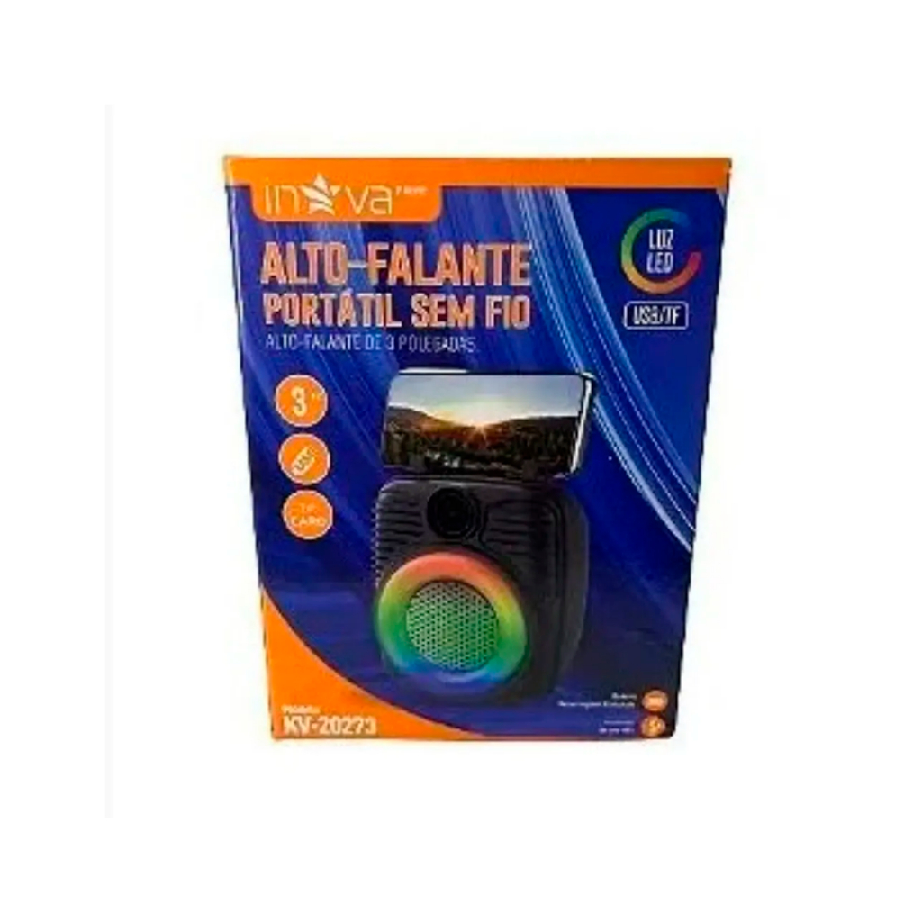 CAIXA DE SOM IVOVA KV - 20274 BLUETUTH LUZ DE LED COM SUPORTE PARA CELULAR