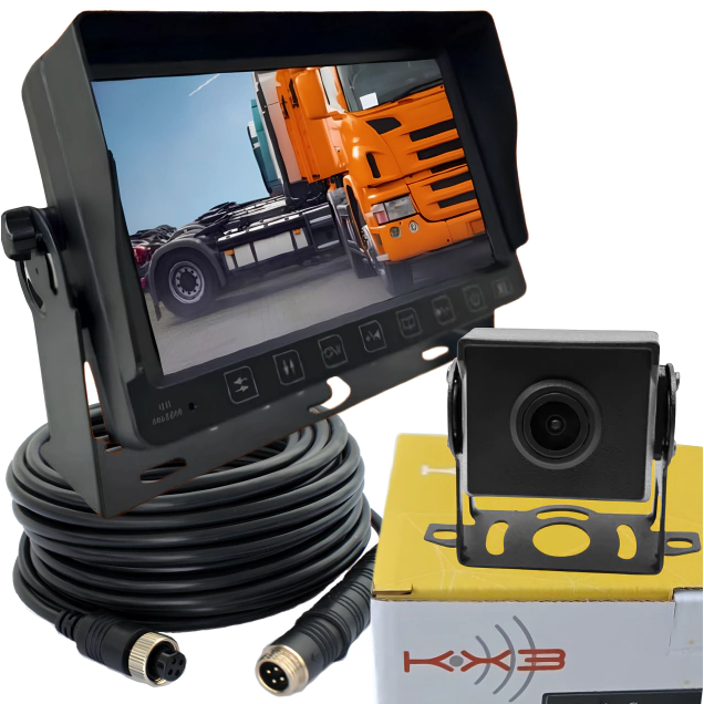 Kit Monitor 7 Polegadas + Câmera de Ré Linha Pesada 24V 12V 1080p 180° Graus - KX3 KXRET-C7HD