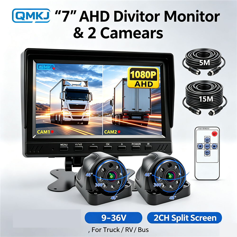> Kit De Monitor DVR AHD 1080P 2CH De 7 Polegadas 2 Unidades De Câmera Dome À Prova D'água Gravação De Loop De Tela Divi