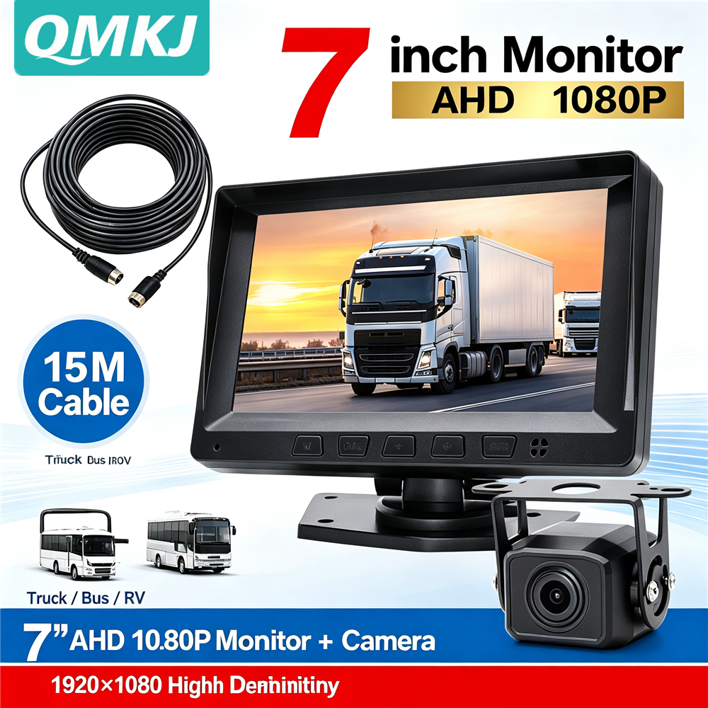 Kit De Monitor De Câmera De Visão Traseira De Caminhão AHD 1080P De 7 Polegadas , Sistema Reversa De Veículo Resistente