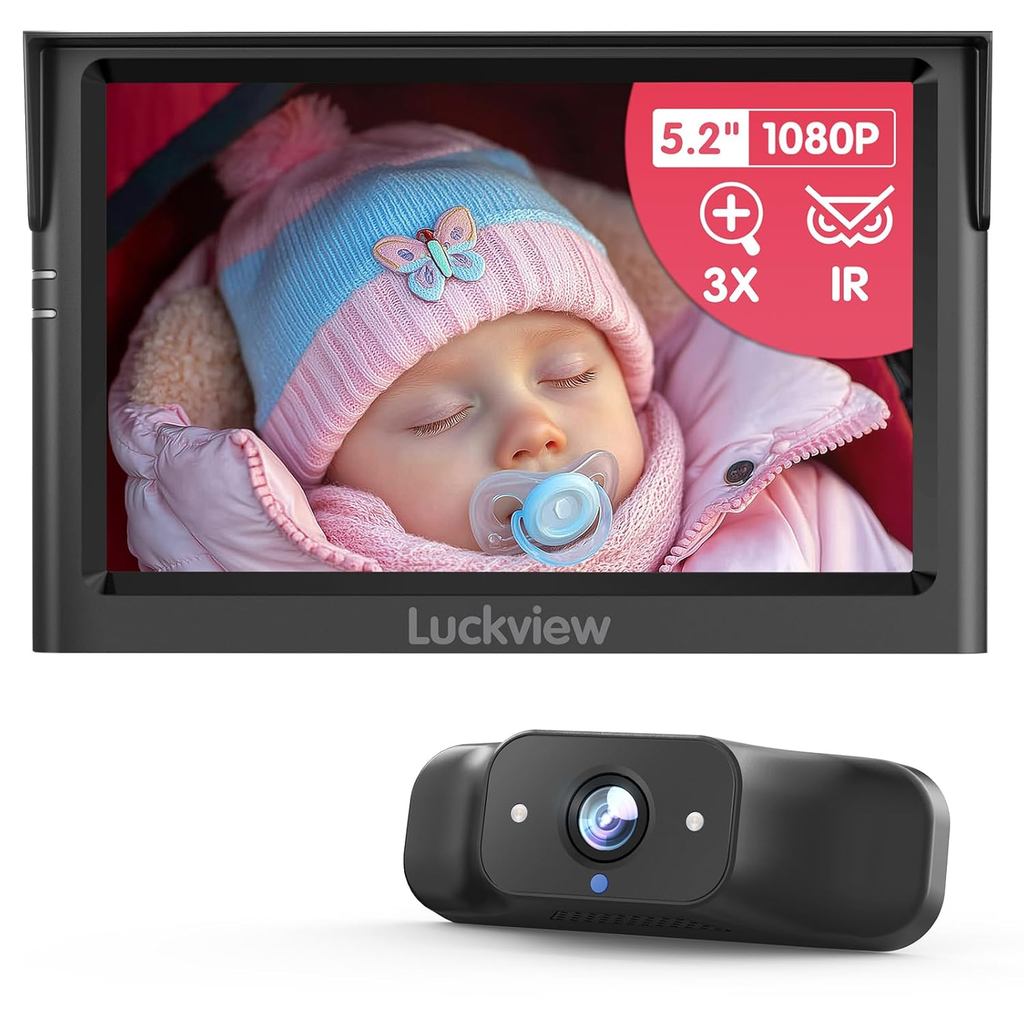 Câmera Veicular BM1 para Monitoramento do Banco Traseiro e de Animais de Estimação, Monitor de 5'' 1080P com Visão Notur