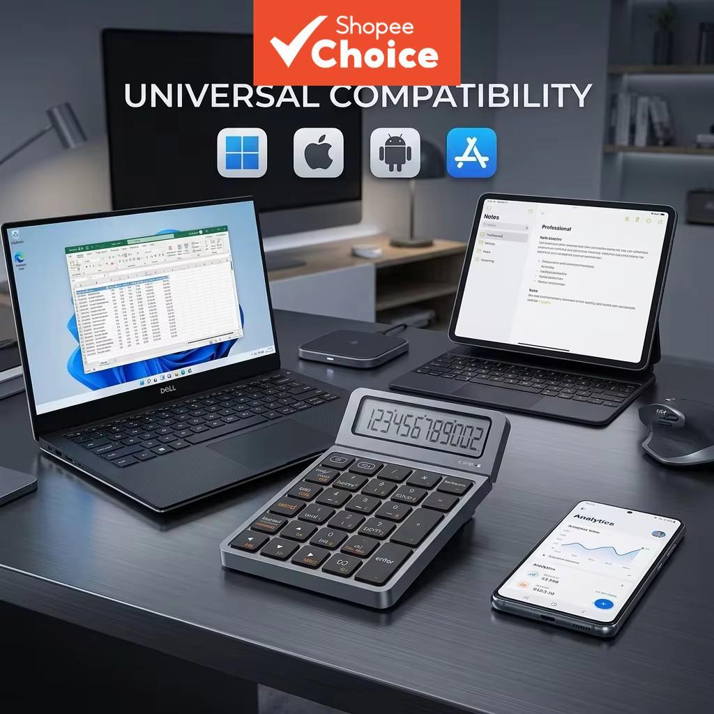 Numpad E Calculadora Sem Fio Tri-Mode Com Conexão Bluetooth/2.4G/USB-C