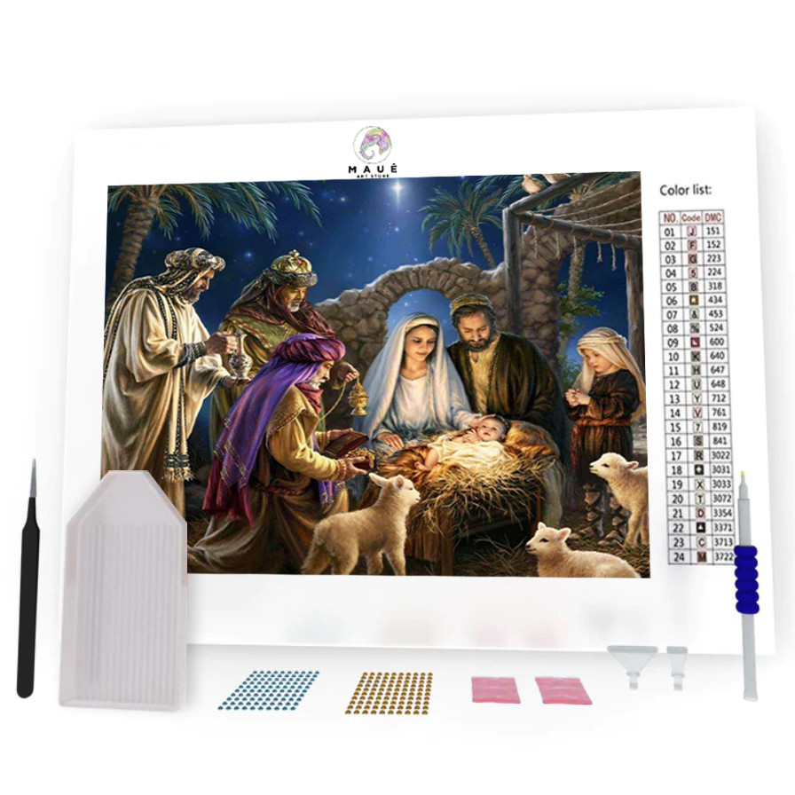 Kit Pintura Diamante - Nascimento Jesus (Diamond Art)