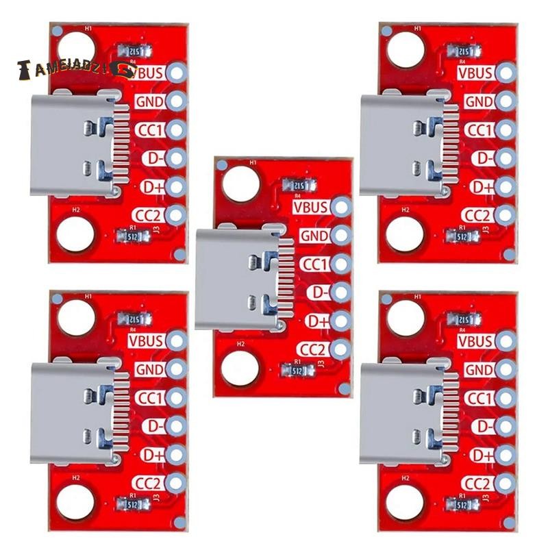🔥5 Pçs/Lote USB Tipo-C Breakout Board Serial Básico Conector Fêmea Placa Conversora PCB