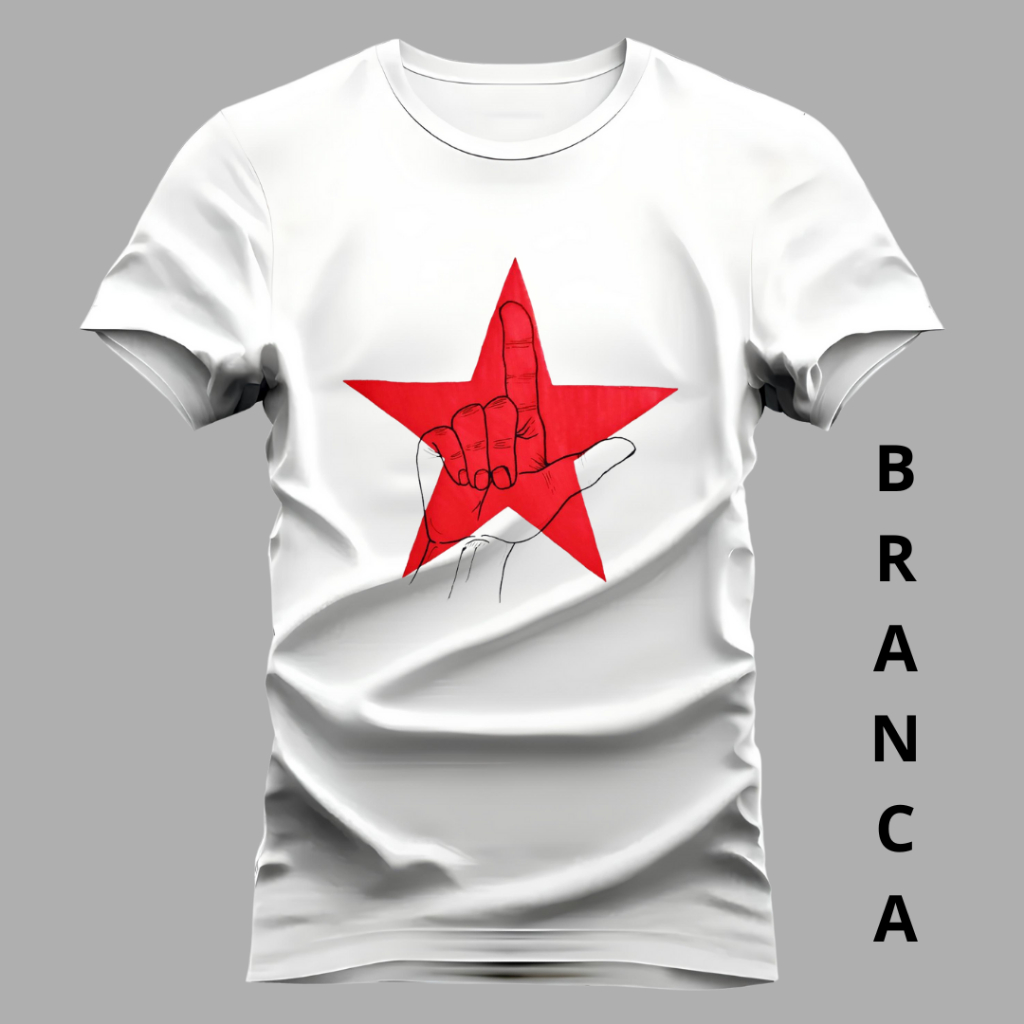 Camiseta Unissex Estrela Vermelha Camisa 100% Algodão Blusa Masculina Feminina Casual Confortável