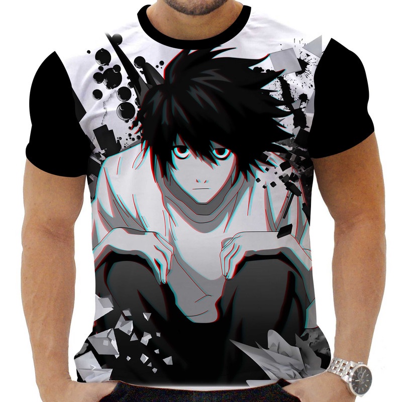 Camiseta Camisa Personalizada Anime Death Note Ryuk Yagami L 08_x000D_