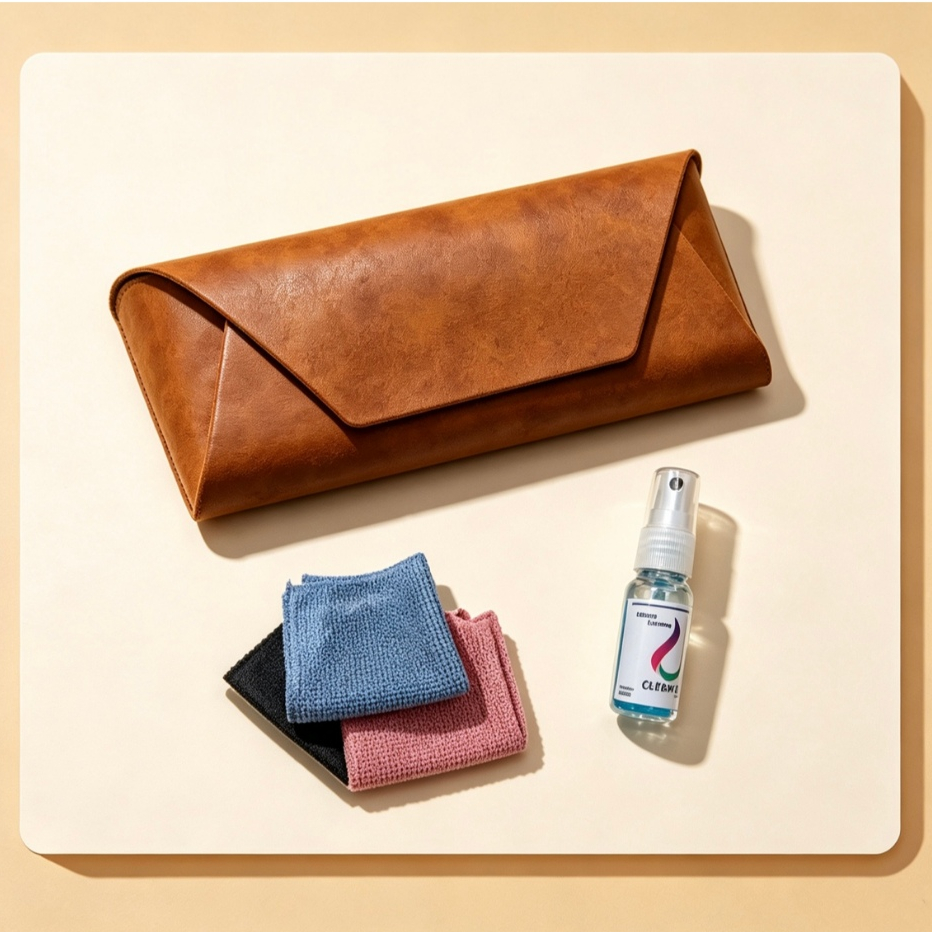 Estojo de óculos com corpo metal Padrão de ovelha + kit limpa lentes eflanela magica