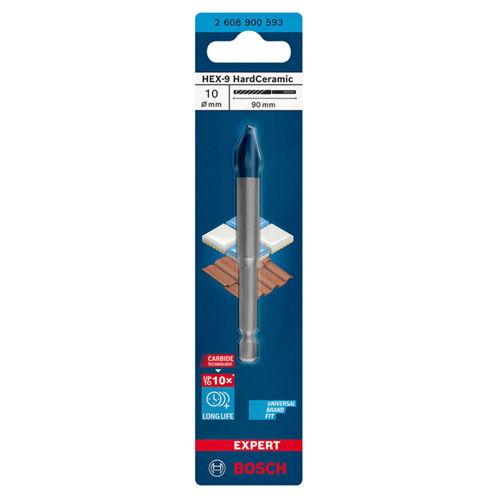 Broca para porcelanato EXPERT HEX-9 Hard Ceramic 10mm Bosch