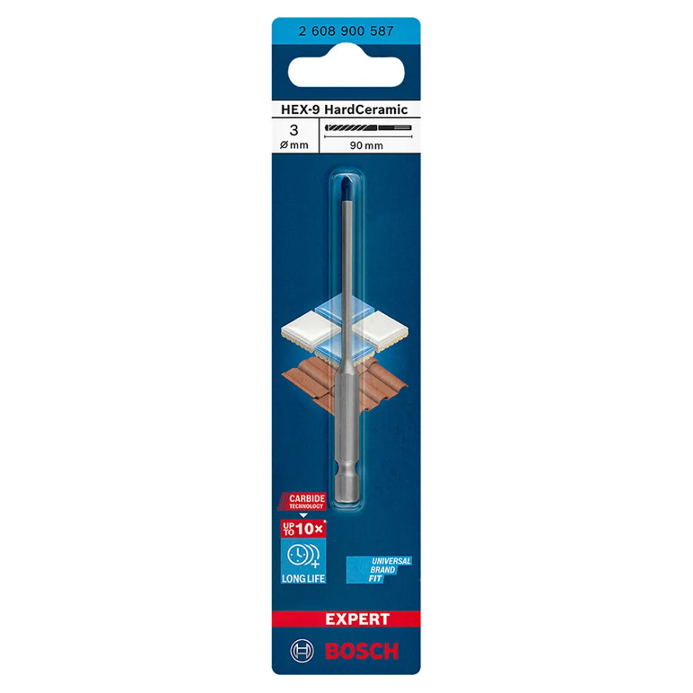 Broca para porcelanato 3mm EXPERT HEX-9 Hard Ceramic Bosch