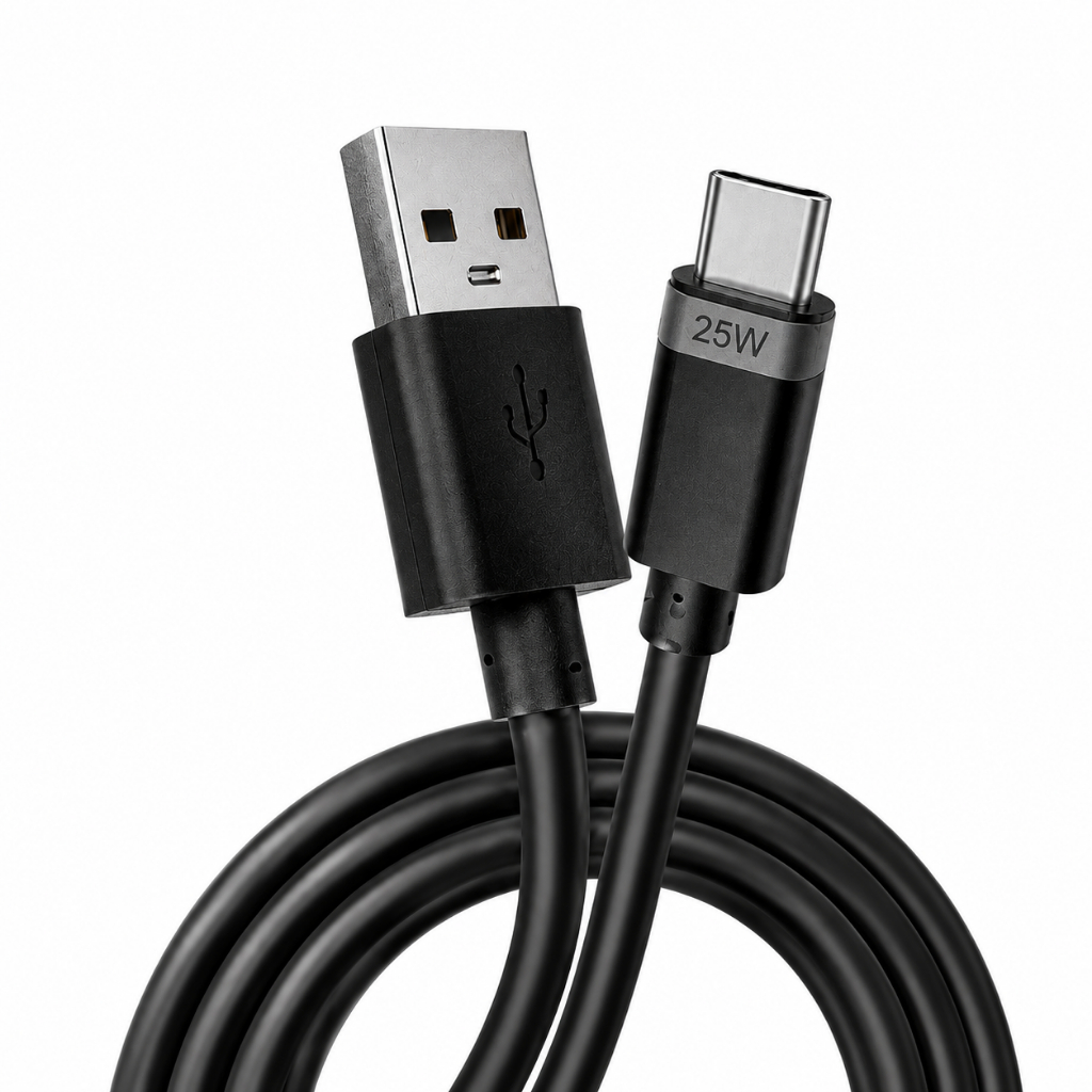 Kit 3 Cabos USB Tipo C 25W Turbo 1 Metro Carregamento Rápido Fast Charge Qualidade Premium Turbo
