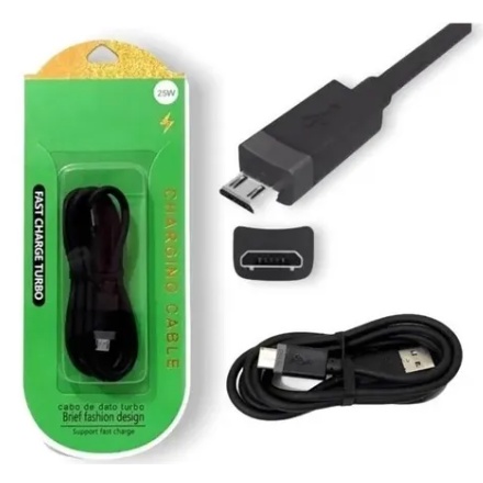 Cabo Fast Charge Turbo V8 25w ULTRA RAPIDO E RESISTENTE