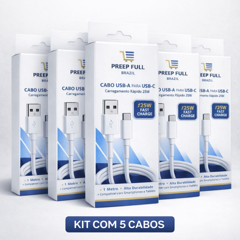 Cabo USB Tipo C 25W Fast Charge  | Para celulares Android | Reforçado 1,2,5 un
