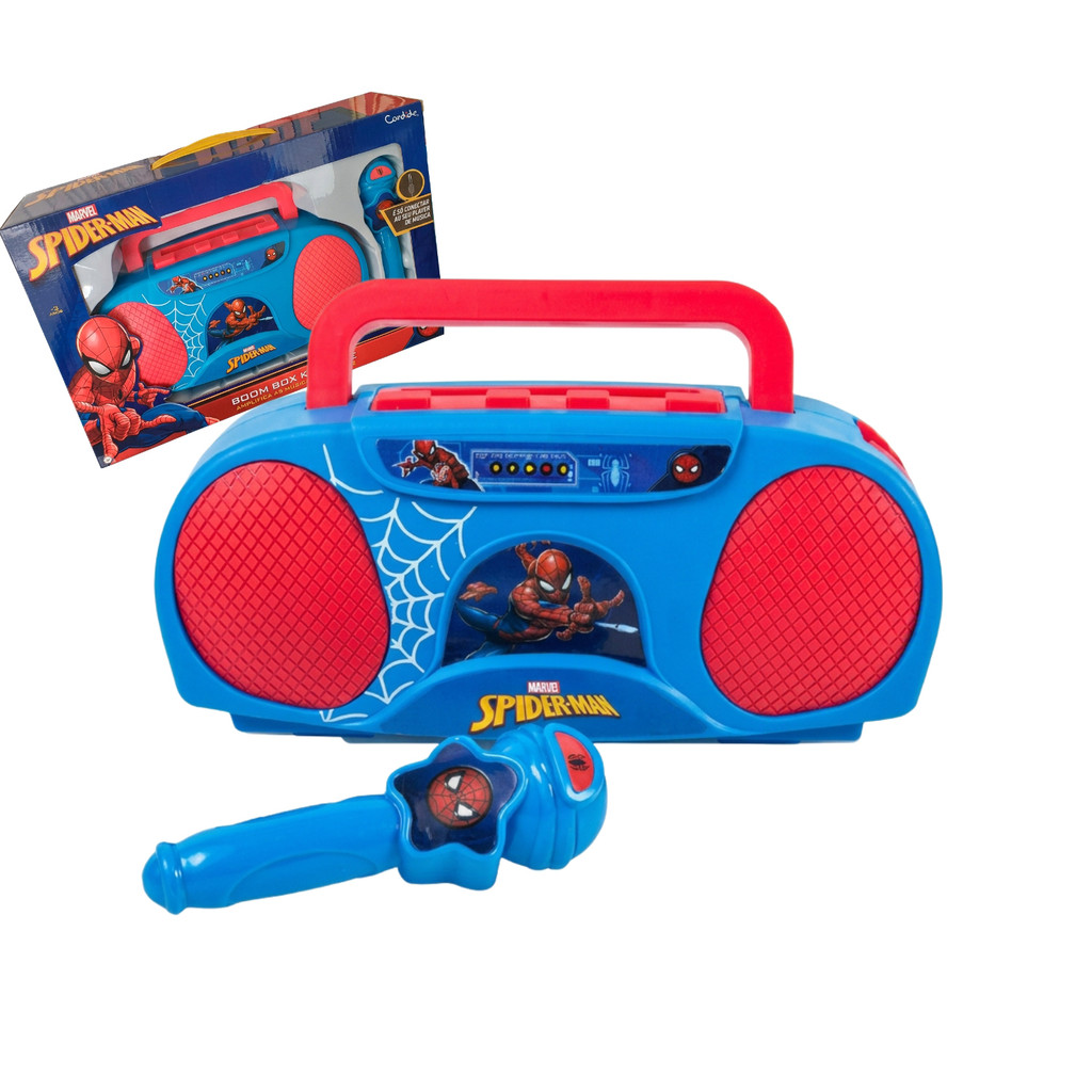 Boombox Karaokê Homem Aranha Infantil Caixa Musical Amplificadora Com Microfone 5871