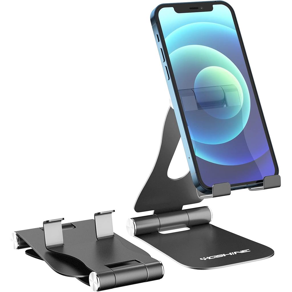 YOSHINE Cell Phone Stand, Upgraded Phone Stand for Desk, Adjustable Tablet Stand, Foldable Portable Aluminum Phone Holde