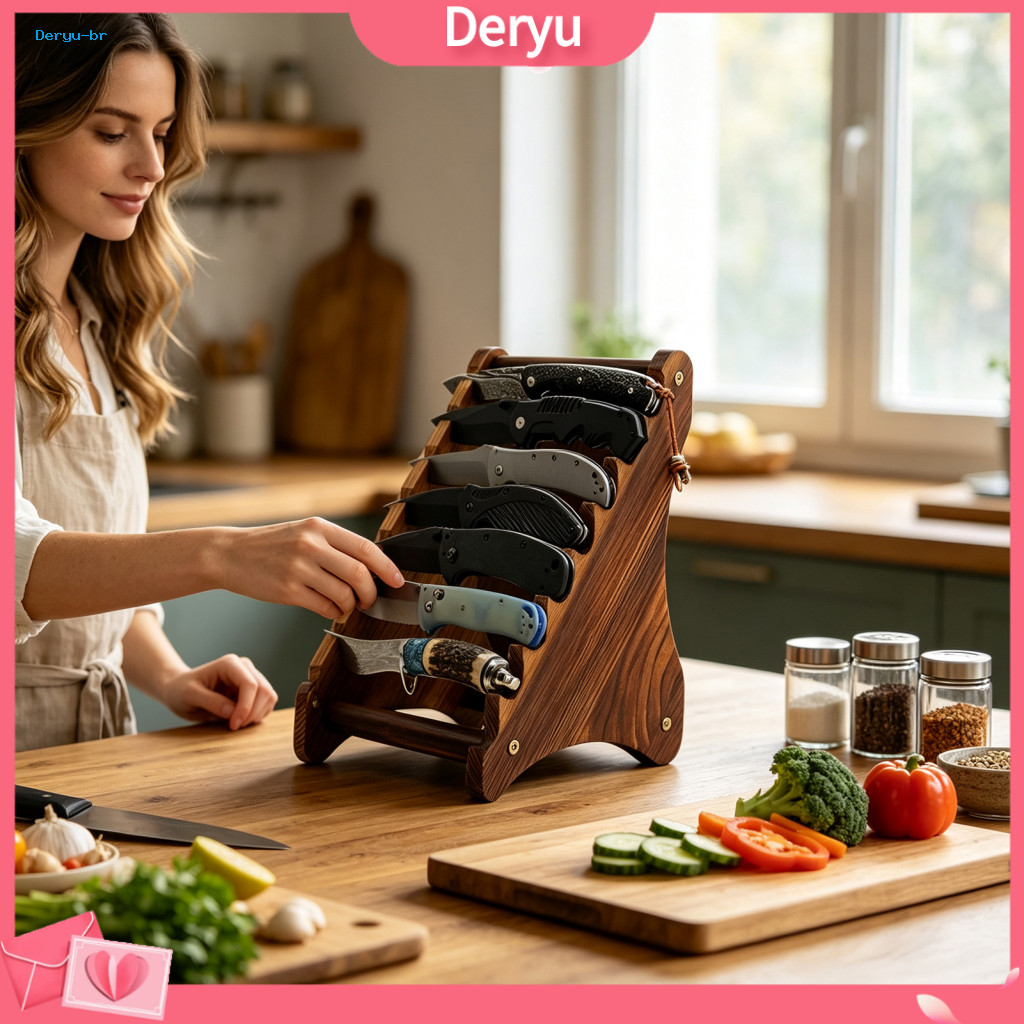 Stable Cutter Storage Stand for Chefs Decorative for Collection Wooden Display Stepped Multi-purpose Kitchen for Counter