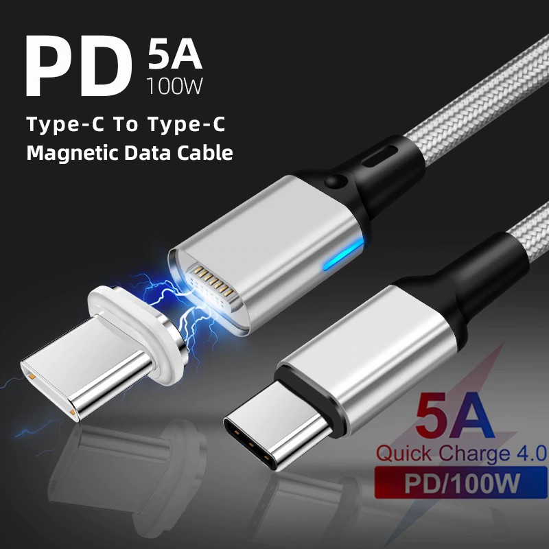 Cabo Magnético Turbo Super Rápido 100w 20V 5A Tipo-C - Tipo-C Super Fast Charging PD 3.0 Quick Charge 4.0