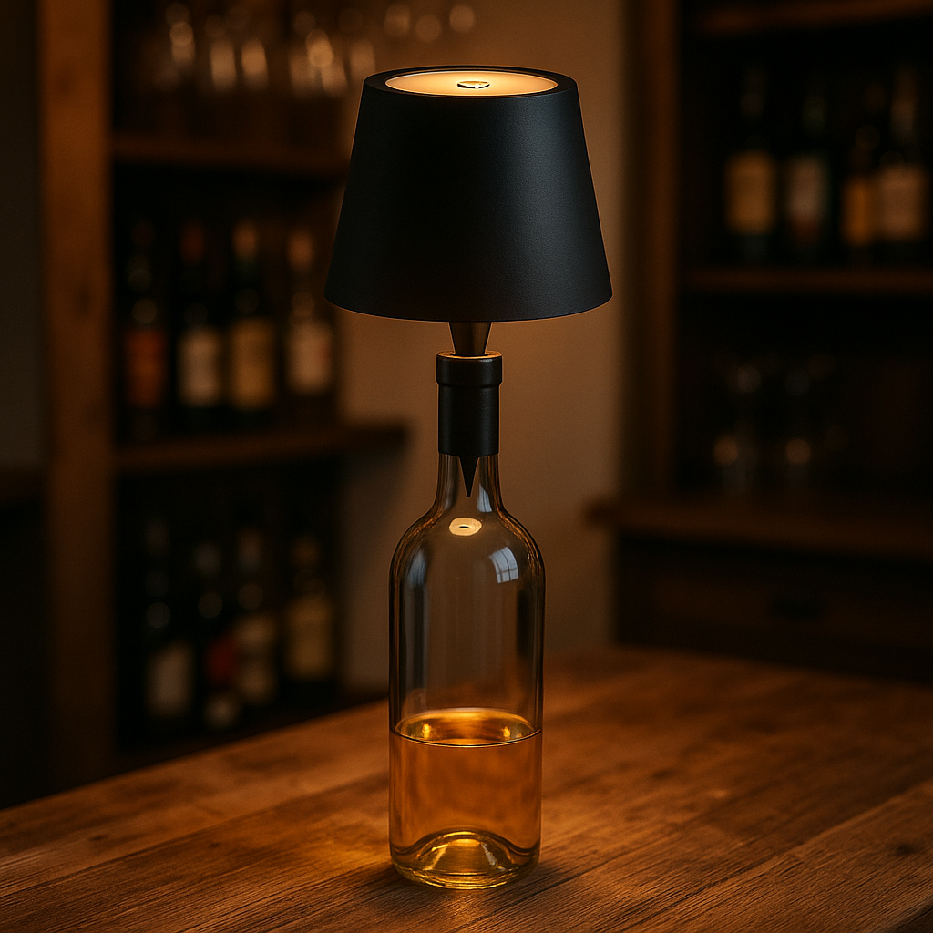 Luminária Abajur de Garrafa Led Sem Fio Recarregável Touch 3 Cores Luz Noturna Mesa Bar Decorativa