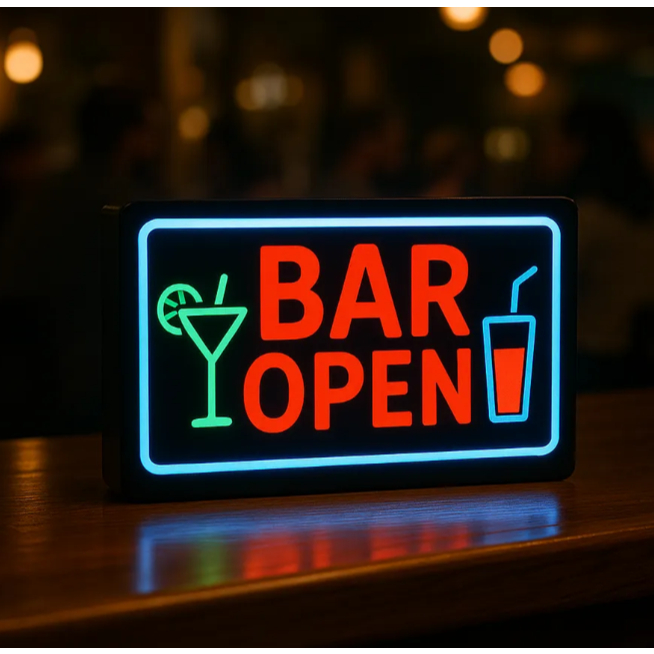Luminária Bar Open Lâmpada Light Box Personalizada em 3D