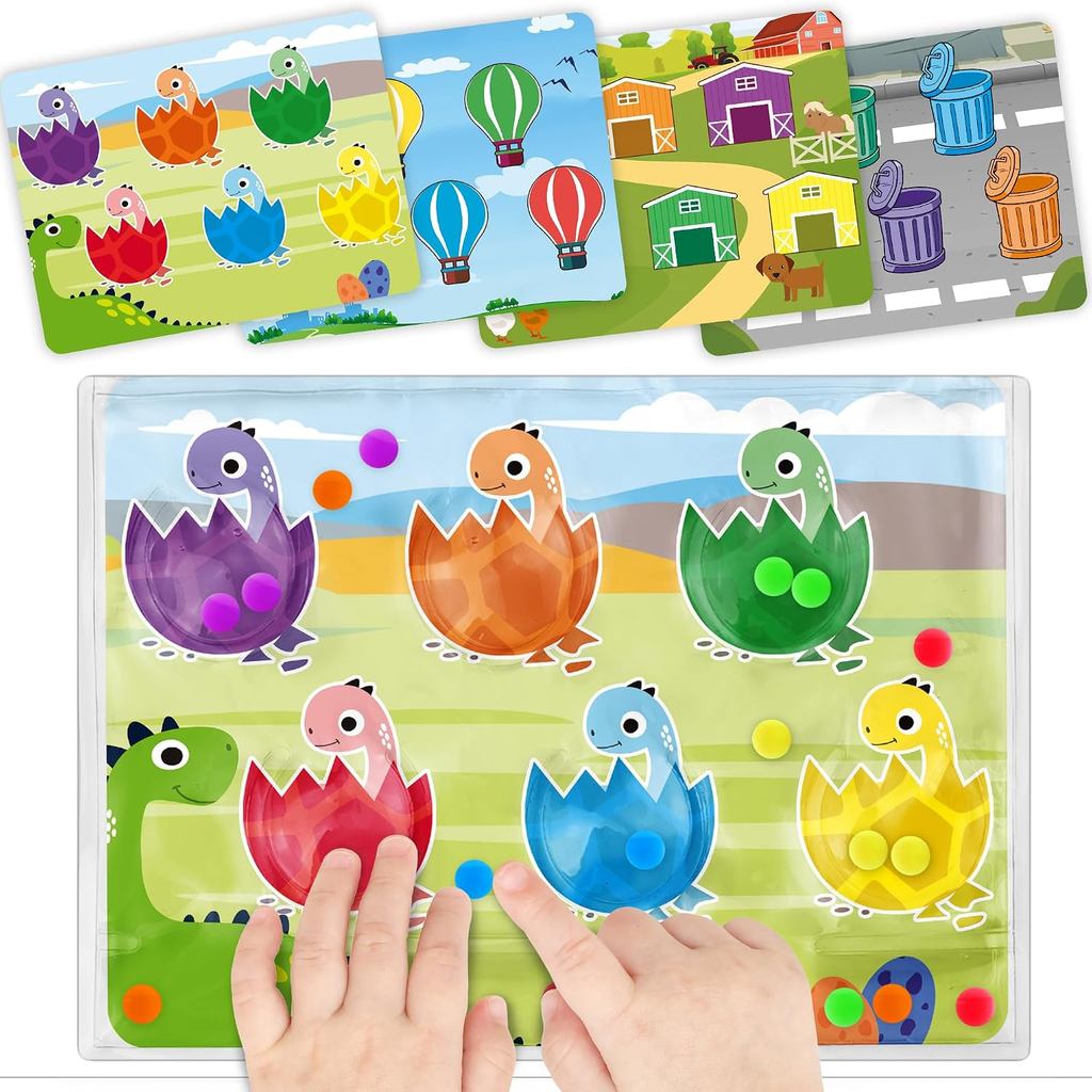 4 in 1 Airplane Travel Activities Car Ride Essential Gift for Toddler Color Sorting Sensory Autism Toys Matching Game Re