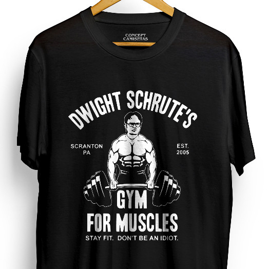 Camiseta The Office Dwight Gym For Muscles Camisa Série Unissex