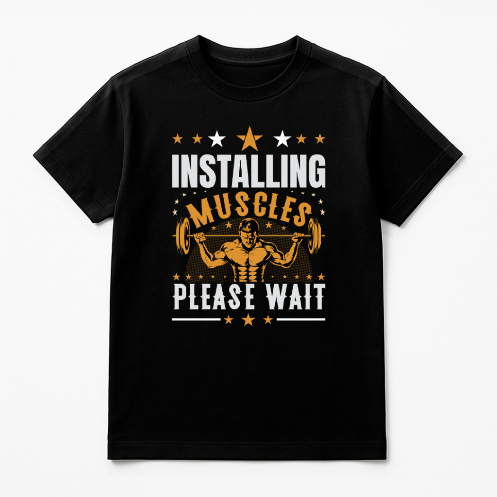 Camiseta Masculina Preta Installing Muscles Academia