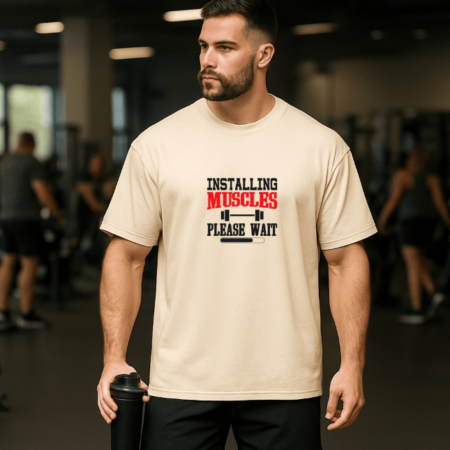 Camiseta Oversized Masculina Installing Muscles | Premium | Estilo Street Fitness