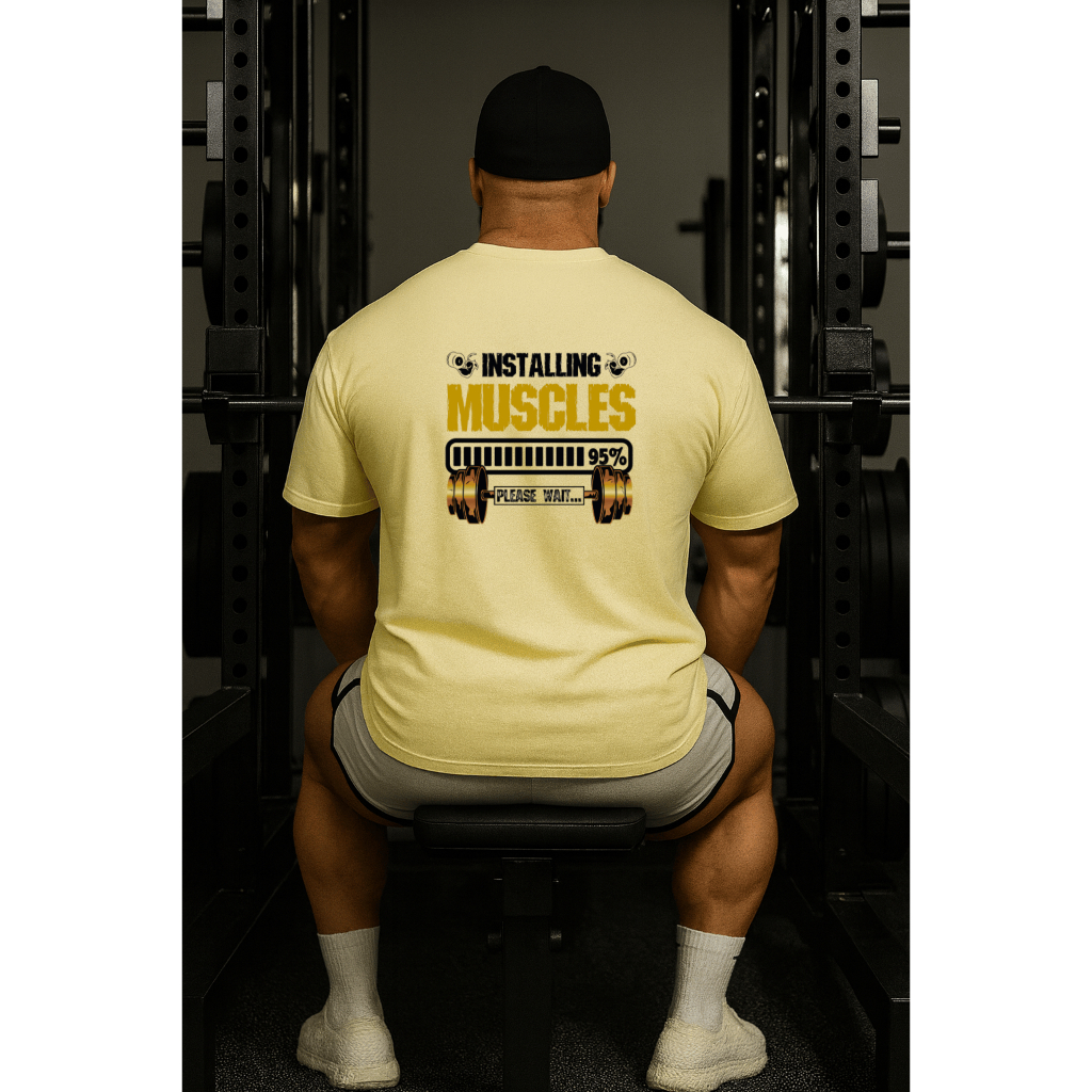Camiseta Masculina Tradicional Manga Curta -  Installing Muscles - Algodão 100%