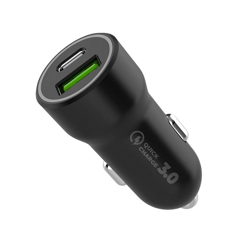 Gshield Carregador Veicular Turbo Armor Universal USB-C 20W + USB A 18W, Carregamento Rápido Qualcomm Quick Charge,