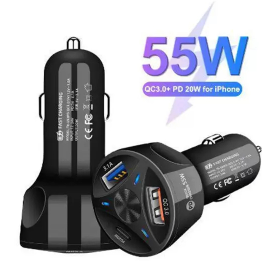 Carregador Automotivo Power Quick Charge 3.0 55w + Pd Alta Qualidade