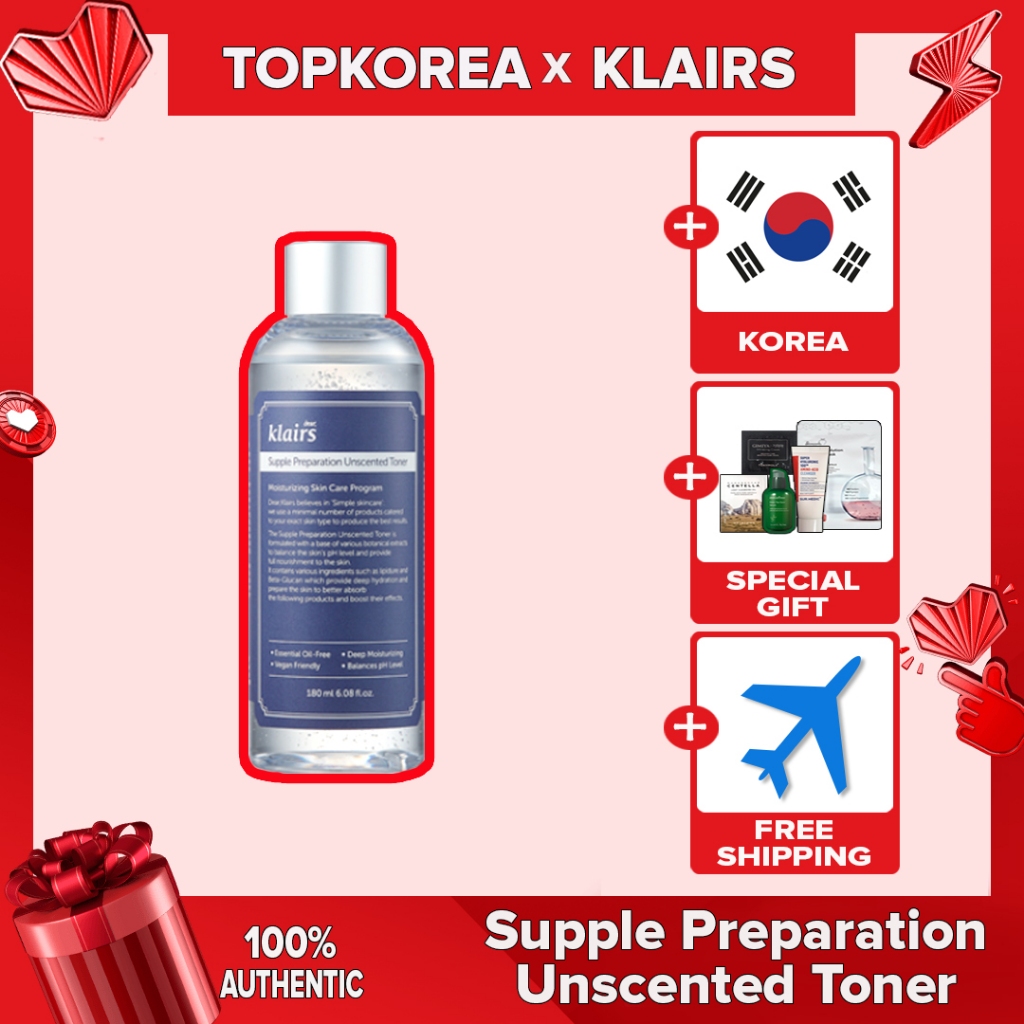 ★ Klairs Toner Sem Perfume Para Preparação Flexível_180 ml/TOPKOREA/Envio Da Coreia /