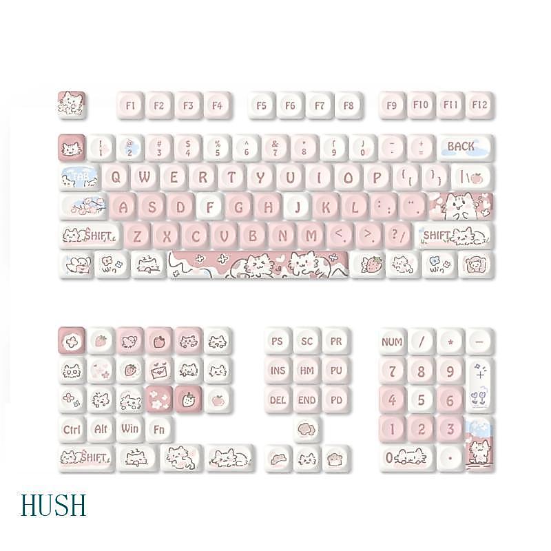 Conjunto Teclas HUS Height Strawberry Kitten Para Teclados Mecânicos 132 KEYCAP