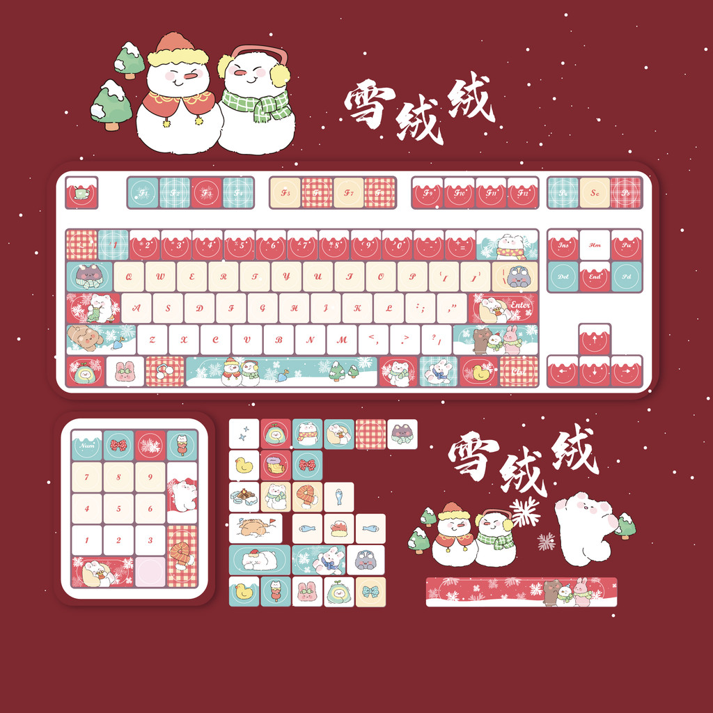 Edelweiss Sublimação Exclusiva Keycap Novo Teclado MOA Height Cartoon 64/68/75/87/108