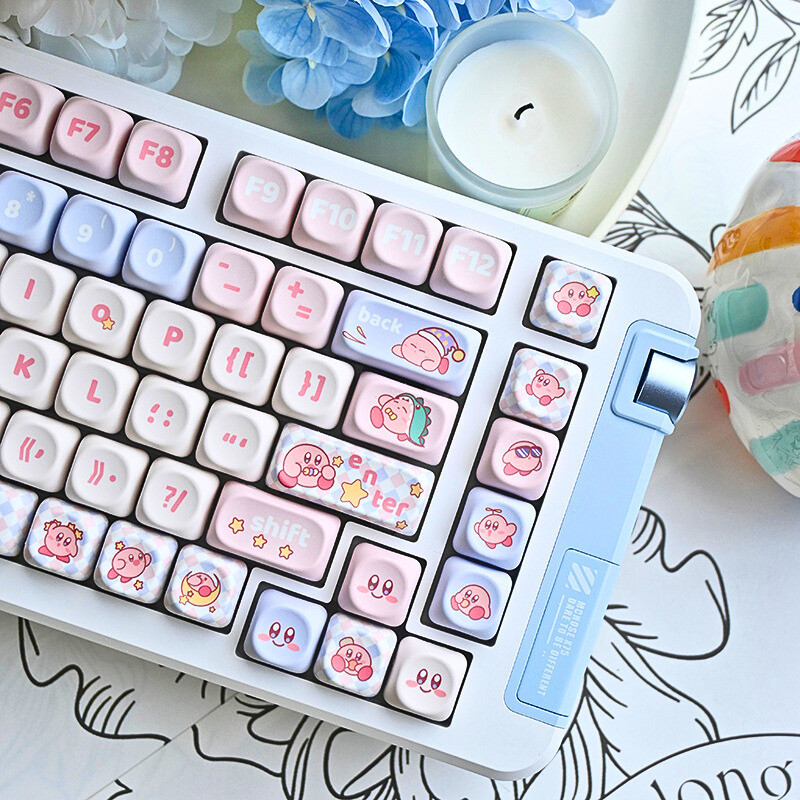 Estrela Kirby Rosa Teclado Mecânico Keycap PBT Wolf MOA Spider Height VGN De Cute Girls Único Único Único