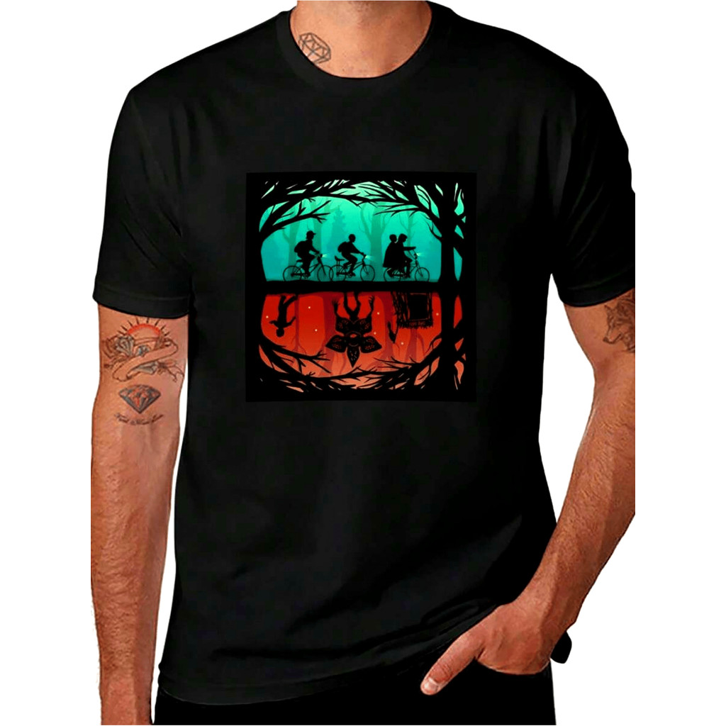 Camiseta T-shirt 100% Algodão Casual Fun Straner Pattern Fathers Day Gift Outdoor Activities Confortável Divertida Estil