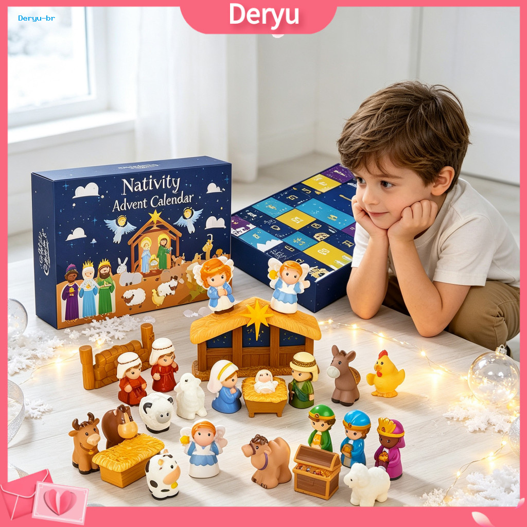 Educational Advent Calendar Holiday Countdown Gift Box 24 Days Christmas for Kids with Mini Figurines Activities Festive
