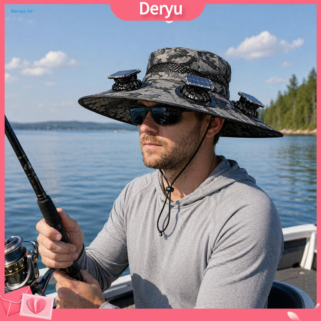 Usb Solar Sun Hat Fan with 2 Fans Upf 50 Wide Brim Protection Rechargeable 3 Speed for Outdoor Activities – Fishing Ca