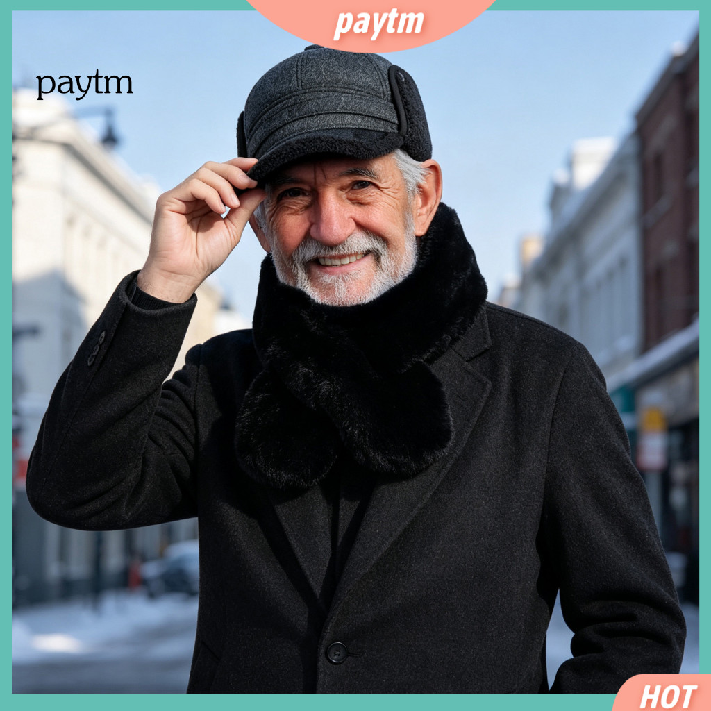 Warm Winter Accessories for Outdoor Activities Classic Style Set for Walking and Shopping Hat with Earflaps Neck Warmer