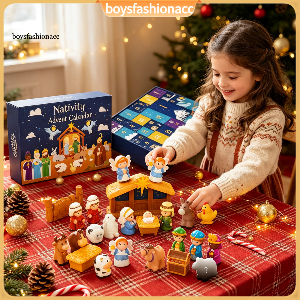 24 Days Christmas Countdown Advent Calendar for Kids with Mini Figurines Holiday Activities Festive Fun Learning Perfect