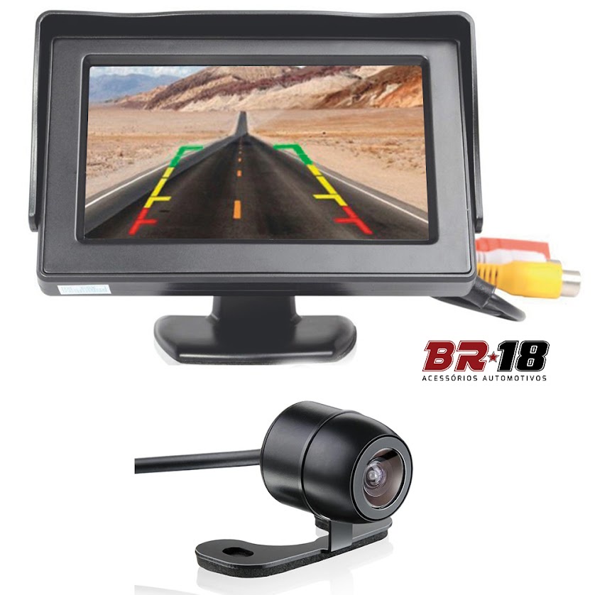 Kit Tela / Monitor Veicular Lcd 4.3'' Dvd + Câmera de ré Borboleta